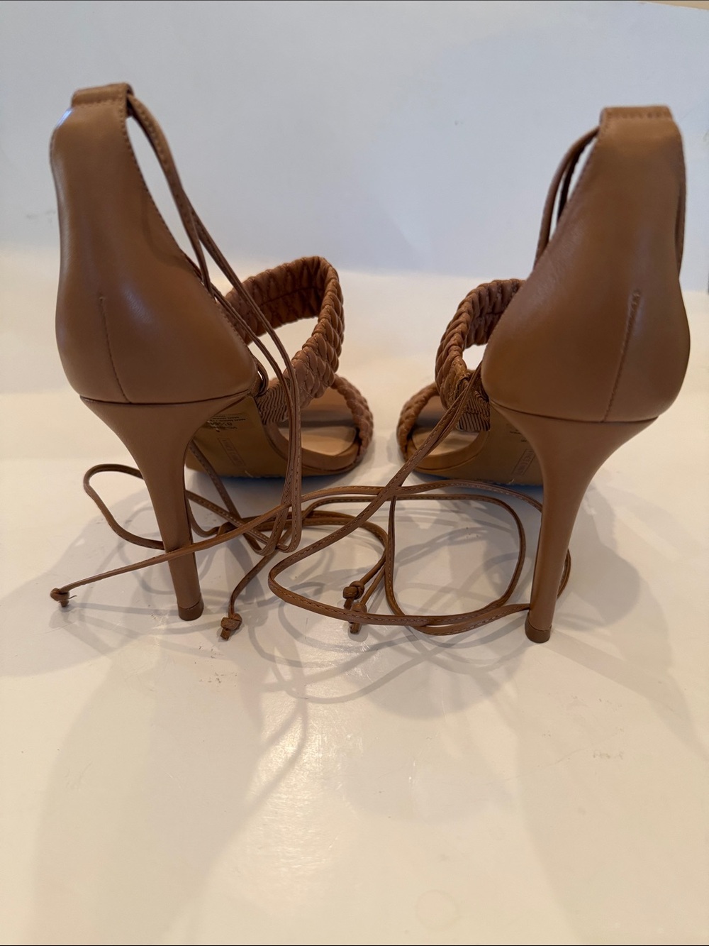 Vince Camuto Tan Strap Lace-Up Heels Size 8.5 - Picture 6 of 12
